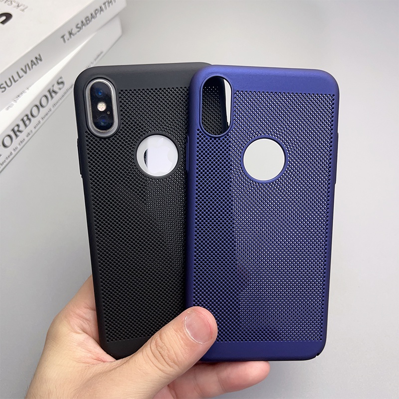 การกระจายความร้อนเคสโทรศัพท์แบบแข็งสําหรับ Iphone X XS XR Max Ultra-Thin Anti-Scratch ป้องกัน Breathable Cooling ตาข่ายกลับฝาครอบโทรศัพท์กรณี