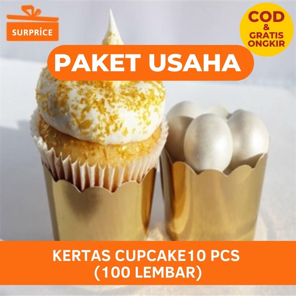 (WHOLESALE 100 ชิ้น) Surprise Silver Gold อลูมิเนียมฟอยล์มัฟฟินถ้วยเค้กกระดาษ (10 ชิ้น) / Silver Gol