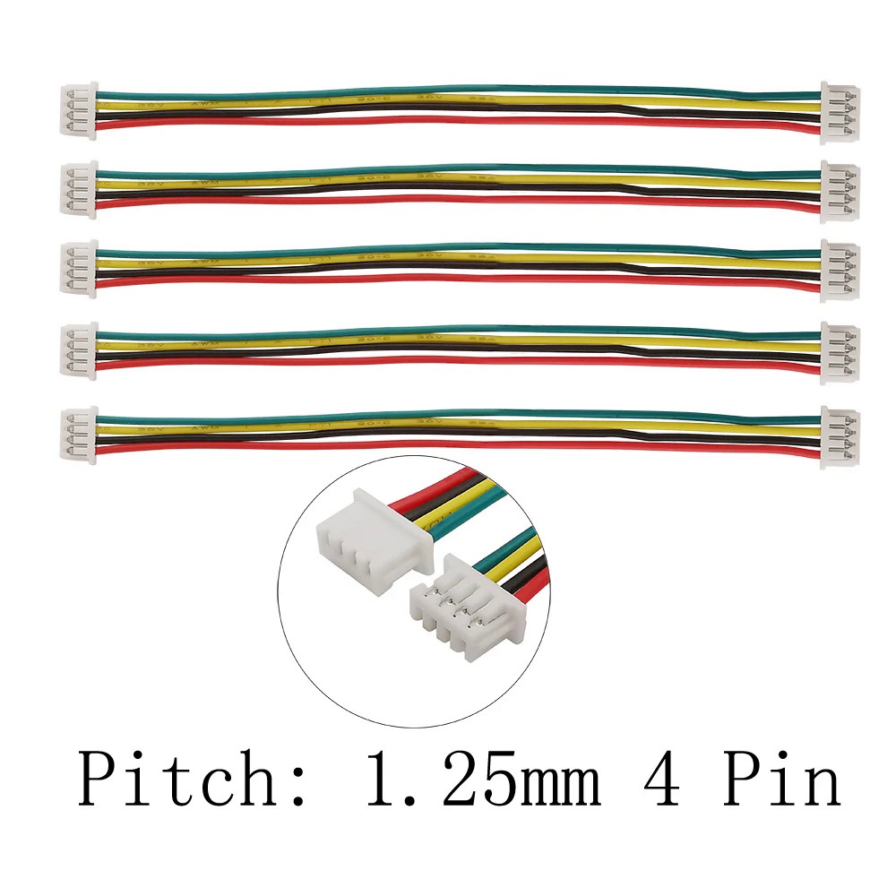 ซ็อกเก็ตปลั๊กเชื่อมต่อสายเคเบิล JST Pitch 1.25 มม. 4 Pin Female เป็น Female JST 4P 10 ซม. 15 ซม. 20 ซม. 30/28AWG