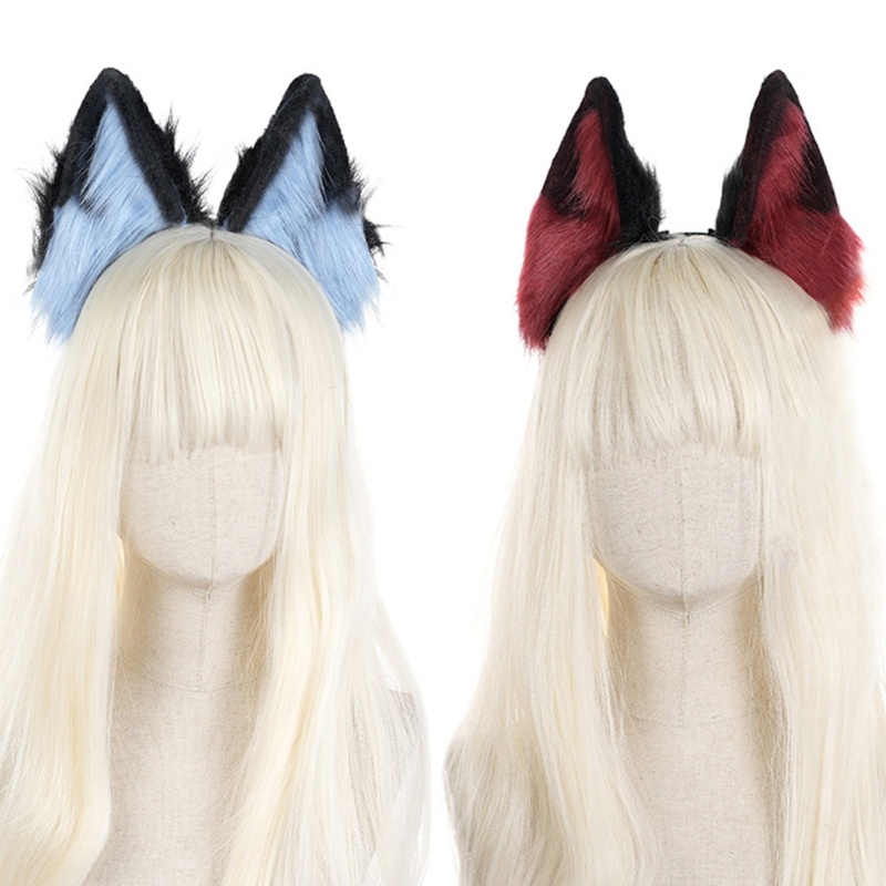Fnau COSPLAY Jackal หูสัตว์แถบคาดศีรษะ Furry Jackal Carnivals Party Handmade Furry Party เครื่องแต่ง