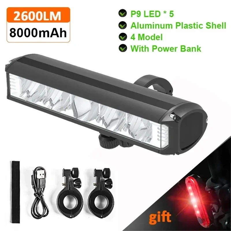 ไฟฉาย LED 2600 Lumens อะลูมิเนียมอัลลอย สว่างมาก สําหรับติดด้านหน้ารถจักรยานเสือภูเขา