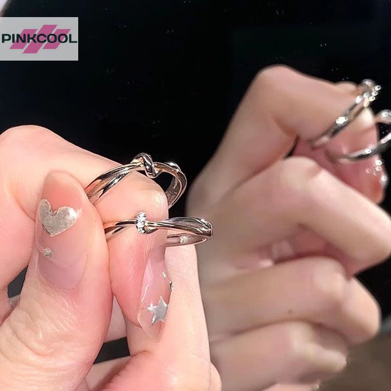 Pinkcool แหวนคู่รัก สไตล์โรแมนติก ของขวัญวันวาเลน ระดับไฮเอนด์ เรียบง่าย สําหรับผู้หญิง และผู้ชาย