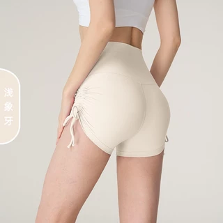 ✨รุ่นใหม่✨One/Free Size (YOGA-057) DK-518 กางเกงโยคะขาสั้น drawstring กางเกงเลกกิ้งออกกำลังกายขาสั้น