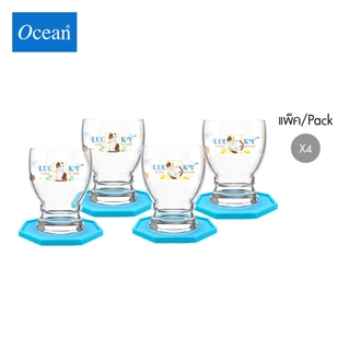 Ocean - ชุดของขวัญ แก้วน้ำและที่รองแก้ว The Magical Wishes Drinking Set 300 ML - Neko Fortune (pack of 4)