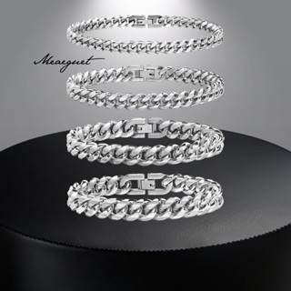 Meaeguet สร้อยข้อมือโซ่ ไทเทเนียม สเตนเลส สีเงิน ของขวัญ สํา…