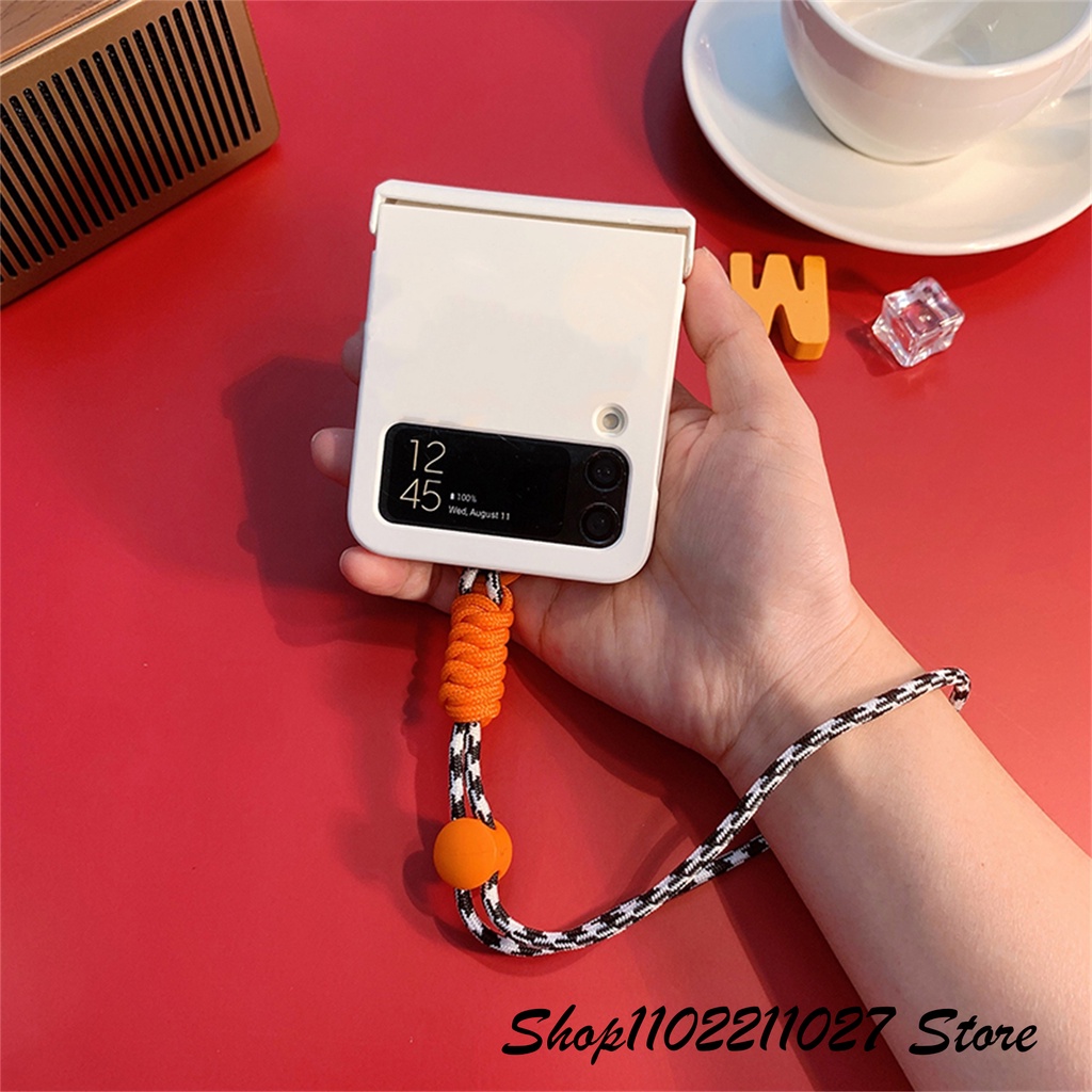 Luken LUKEN เคสโทรศัพท์มือถือ แบบพกพา ปรับสายได้ สีขาว สไตล์เกาหลี สําหรับ Galaxy Zflip4 5G Z Flip4 