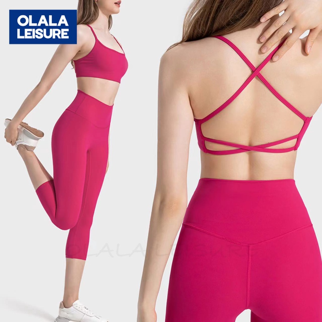 OLALA LEISURE ชุดชั้นในโยคะ พิลาทิส แบบบาง เอวสูง ทรงสลิมฟิต แต่งรูกลวง สีนู้ด แฟชั่นสําหรับสตรี