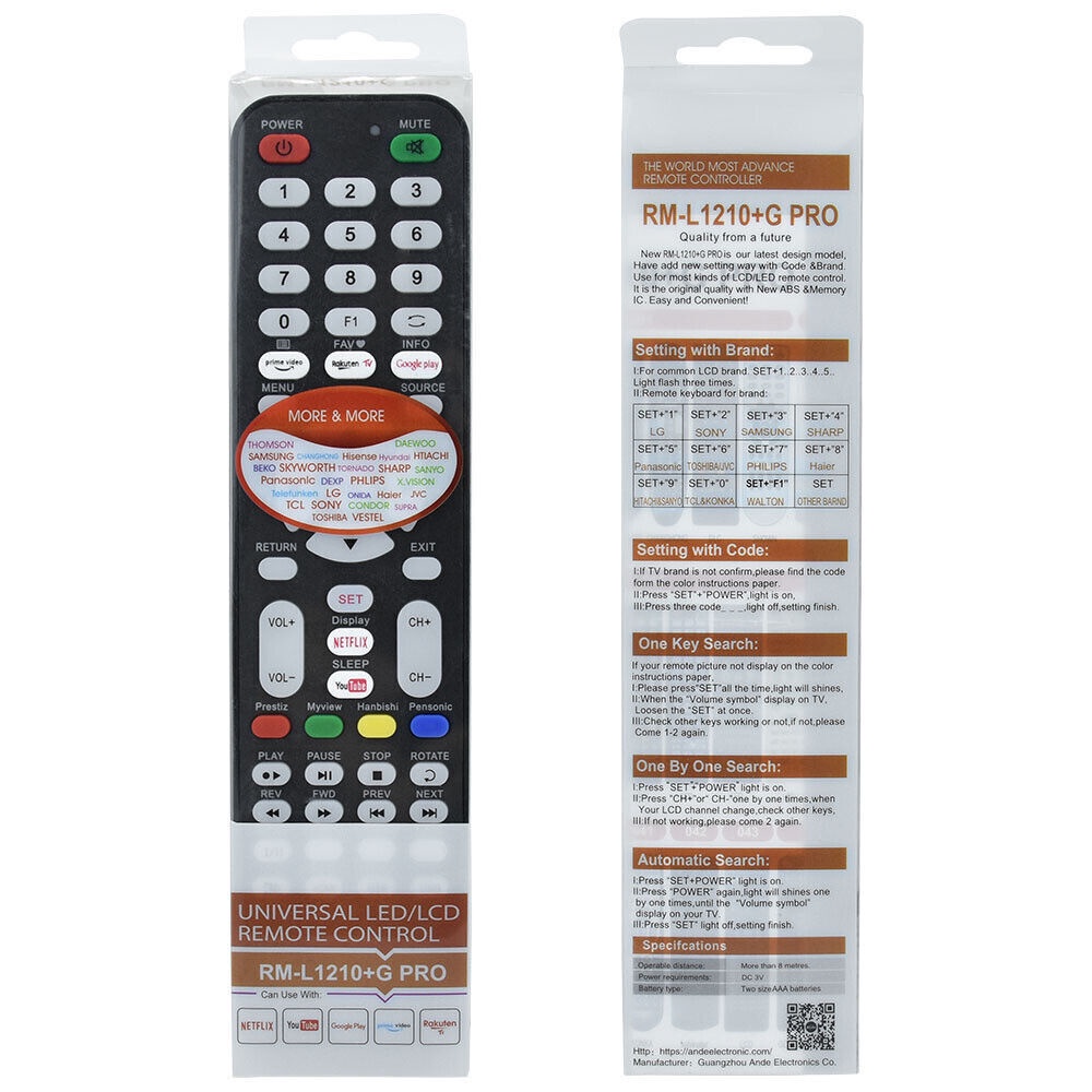 ใหม่ HUAYU RM-L1210+G Pro สําหรับ Samsung Sony LG Sharp Universal TV รีโมทคอนโทรล