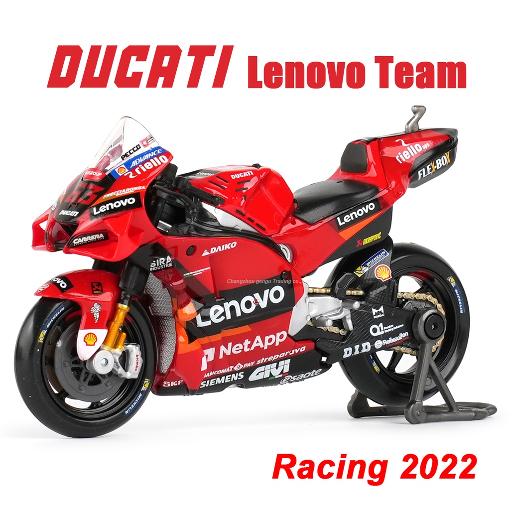 โมเดลรถจักรยานยนต์ Maisto 1:18 GP Racing 2022 Ducati Lenovo Team Die Cast Vehicles ของเล่นสําหรับเด็ก