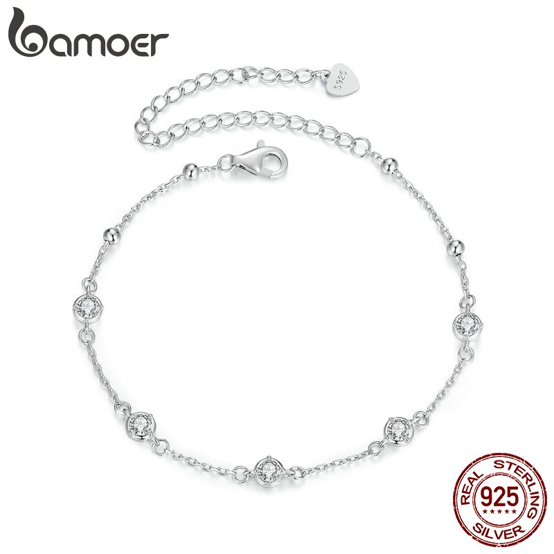 Bamoer สร้อยข้อมือเงินสเตอร์ลิง 925 จี้รูปดาว เครื่องประดับสําหรับผู้หญิง MSB010