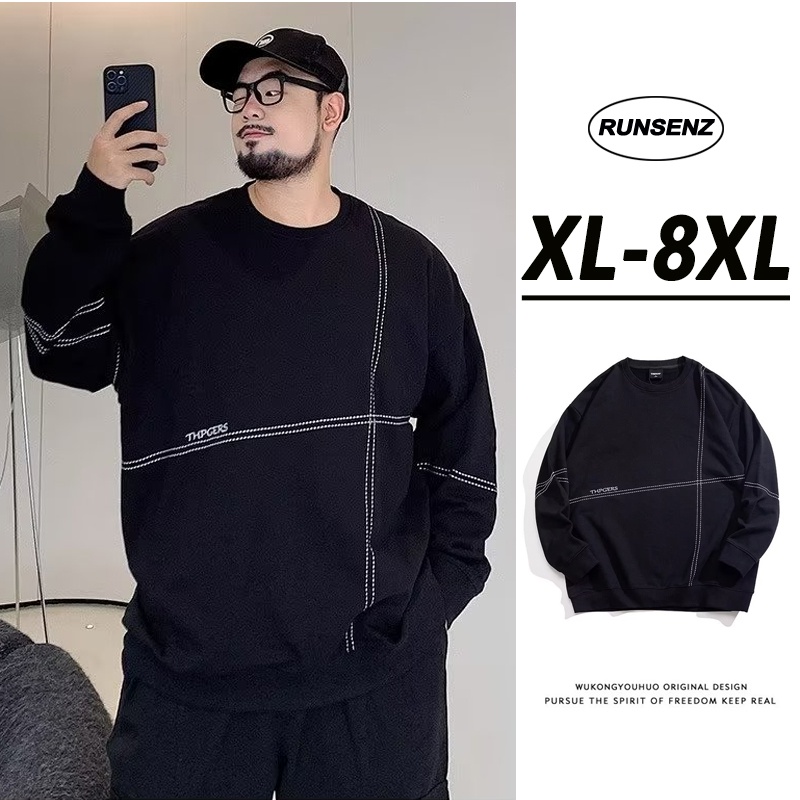 เสื้อยืดกันหนาว คอกลม แขนยาว ทรงหลวม โอเวอร์ไซซ์ XL-8XL