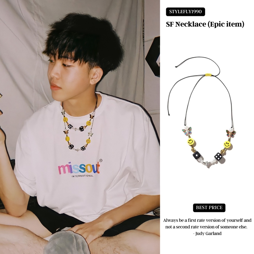 【 พร้อมส่ง 】SF Necklace สร้อยแฟชั่นลูกเต๋าหน้ายิ้ม