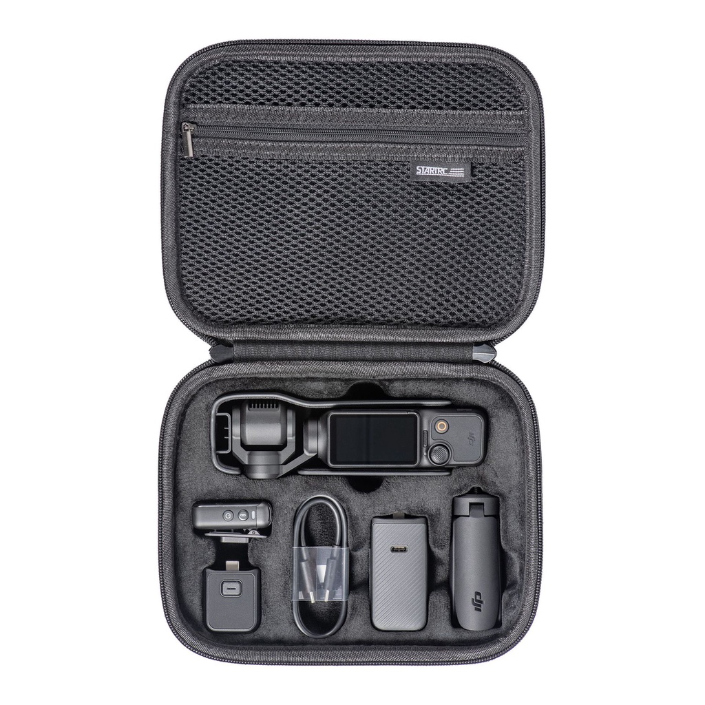 Startrc DJI Pocket 3 ชุดกระเป๋าจัดเก็บ แบบพกพา กลางแจ้ง สแตนด์อโลน กระเป๋าจัดเก็บ ฟรี คาราบิเนอร์ เชือกมือ วิเศษ กลางคืน สีดํา