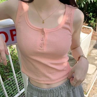 เสื้อกล้ามครอปครึ่งตัว ใส่หน้าร้อน มินิมอล