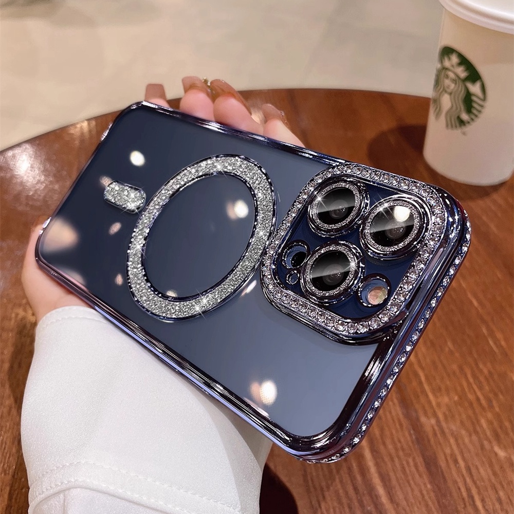 เคสโทรศัพท์มือถือ ซิลิโคนนุ่ม ใส กันกระแทก ประดับเพชร รูปที่ 8