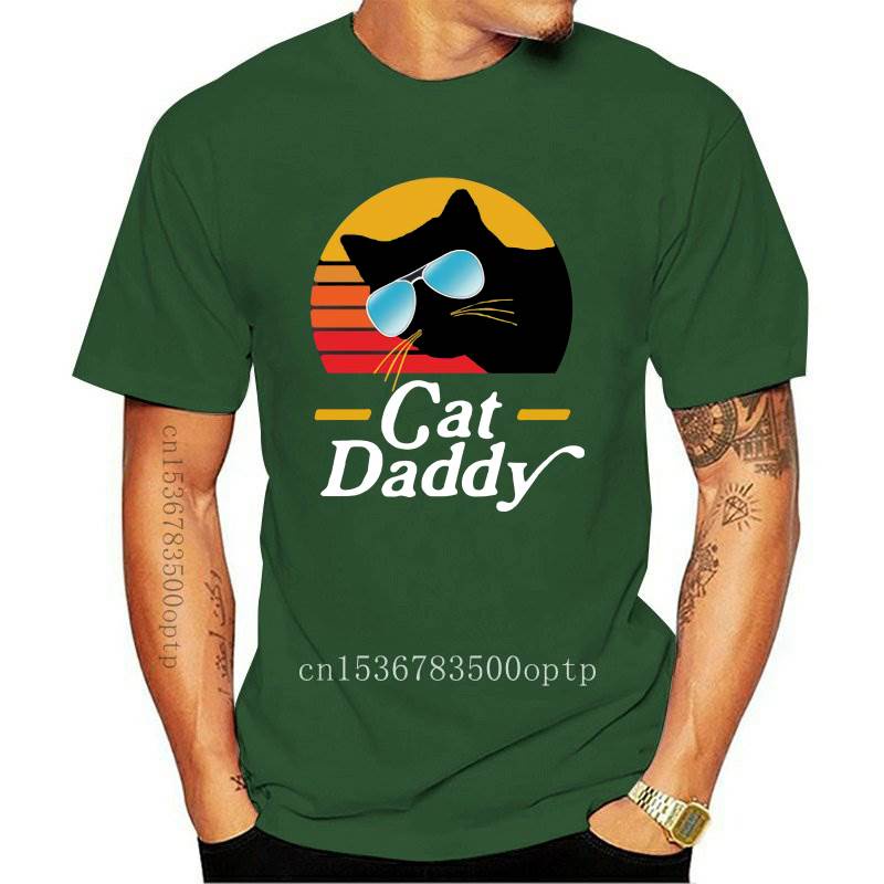 ความร้อน เสื้อคู่ - ดีไซน์ใหม่ Cat Daddy สไตล์ 80S สไตล์ย้อนยุควินเทจของผู้ชายแขนสั้นตลกเสื้อนุ่มเสื
