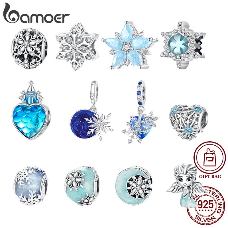 Bamoer Charms 925 เงินคริสต์มาสฤดูหนาว Ice และ Snow Series ลูกปัดสําหรับ DIY สร้อยข้อมือสร้อยคอ