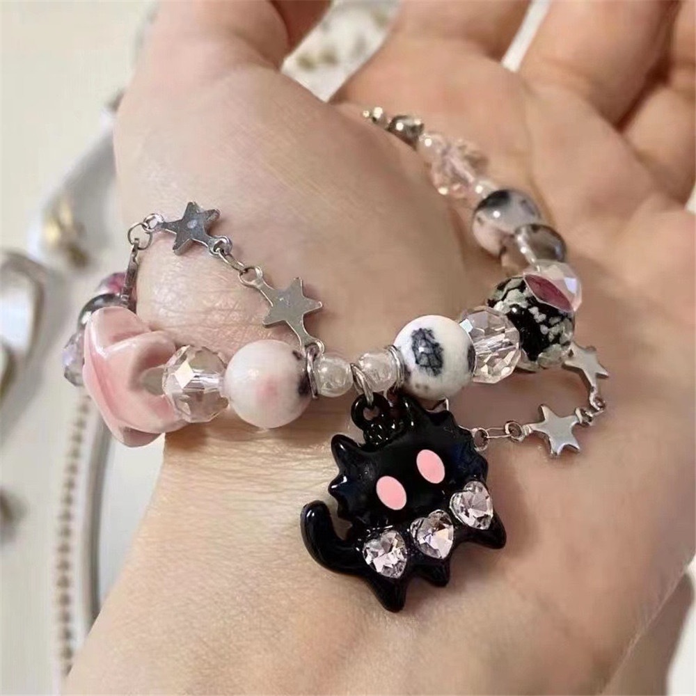 เกาหลี อิน แมวดําจี้สร้อยข้อมือเย็นอารมณ์ขนาดเล็กสดสร้อยข้อมือ ซอก ออกแบบหวานเครื่องประดับมือ