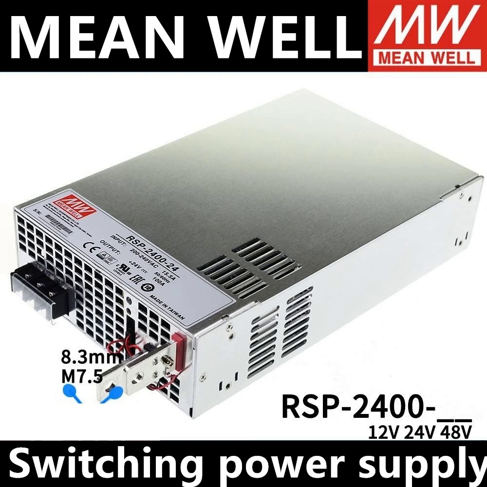 ไต้หวัน MEAN WELL RSP-2400-12 RSP-2400-24 RSP-2400-48 2400W PFC AC DC แหล่งจ่ายไฟเอาต์พุตเดียว Switching Power Supply**-&