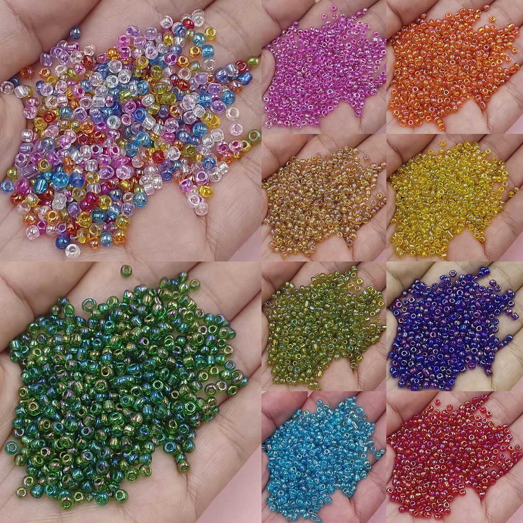 150-1000 ชิ้น 2/3/4 มิลลิเมตรแฟนตาซีข้าวลูกปัดรอบแก้ว AB สีสันข้าวลูกปัด DIY Hairpin String Suzhu เสื้อผ้าอุปกรณ์เสริม