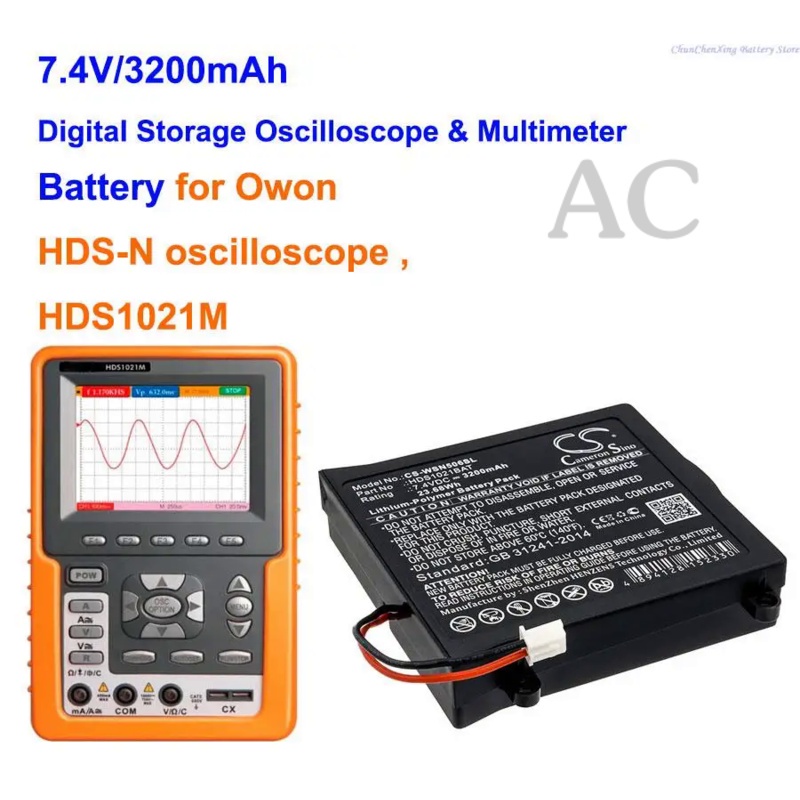 AC Cameron Sino 3200mAh Digital Storage Oscilloscope&Multimeter battery HDS1021BAT for Owon HDS1021M