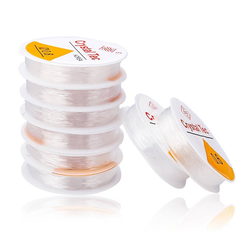 สายร้อยลูกปัดคริสตัลใส 0.5 มม.-1 มม. 1 ม้วน สําหรับทําเครื่องประดับ สร้อยคอ สร้อยข้อมือ DIY