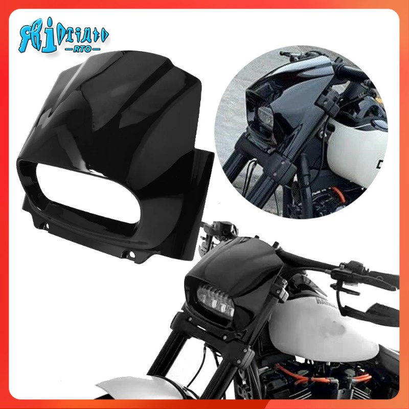 Rto รถจักรยานยนต์ Gloss สีดําไฟหน้าด้านหน้า Fairing สําหรับ Harley M8 Softail Fat Bob FXFB FXFBS 201