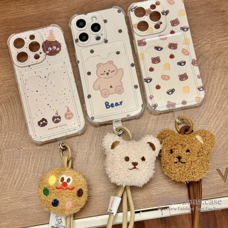 เคสโทรศัพท์มือถือนิ่ม ลายการ์ดน่ารัก พร้อมสายคล้อง สําหรับ iPhone 15 14 13 12 11 Pro Max X XR XS Max 7 8 Plus SE2020