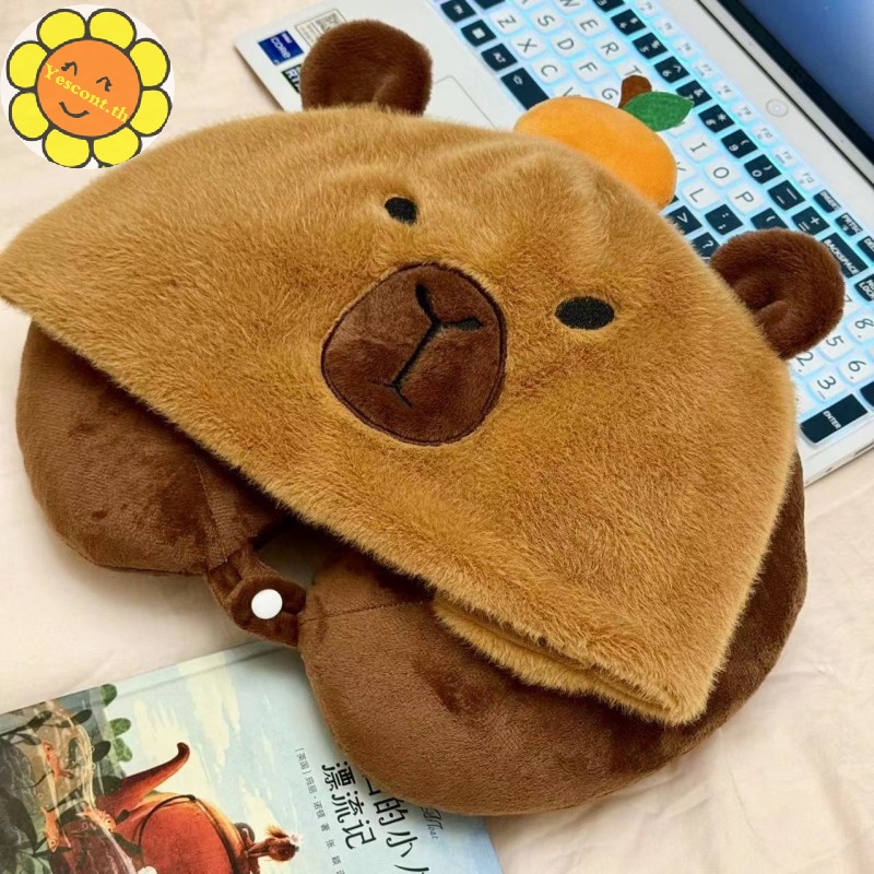 Yescont หมอนตุ๊กตานุ่ม รูปตัว U การ์ตูน Capybara น่ารัก สําหรับผู้หญิง