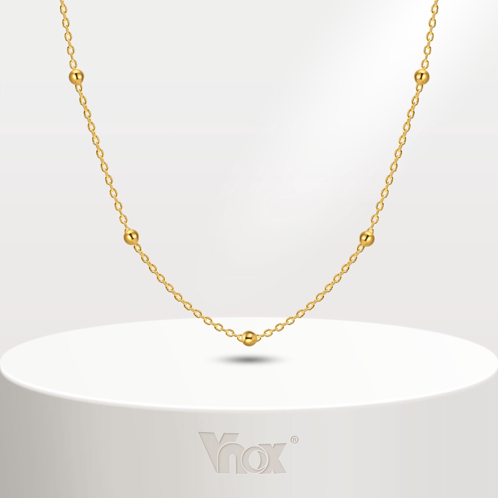 Vnox สร้อยคอโซ่ลูกปัด สเตนเลส 18K ทอง 1.5 มม. เหมาะกับของขวัญ สําหรับผู้หญิง