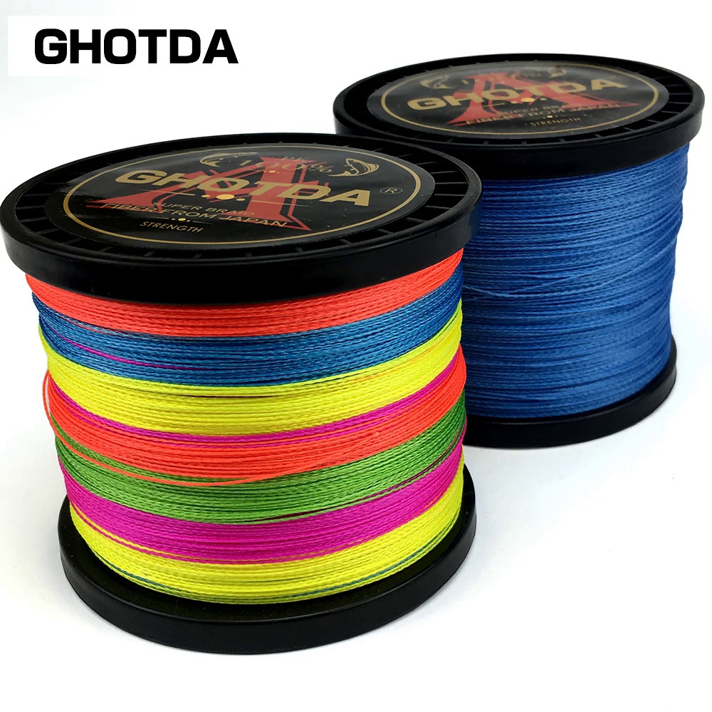 Ghotda สายเอ็นตกปลา PE แบบถัก หลากสี 300 ม. 500 ม. 1000 ม. 8 เส้น 4 เส้น 10-80 ปอนด์