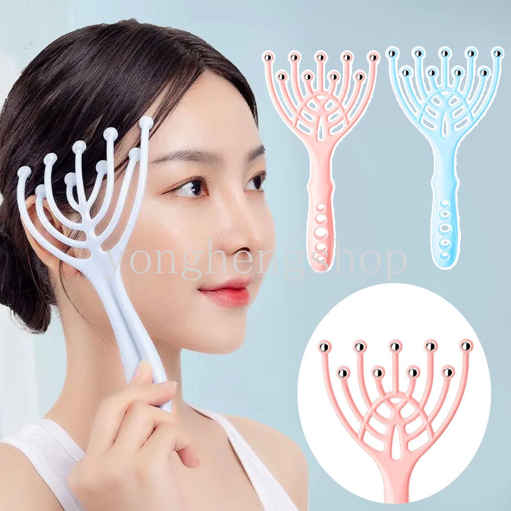 5/9 กรงเล็บ หัวนวด พร้อมลูกบอลเหล็ก คอ นวดหนังศีรษะ หวีเรียบ เมอริเดียน ผ่อนคลาย หัว สปา คลายเครียด เครื่องมือ แบบพกพา มือถือ นวด