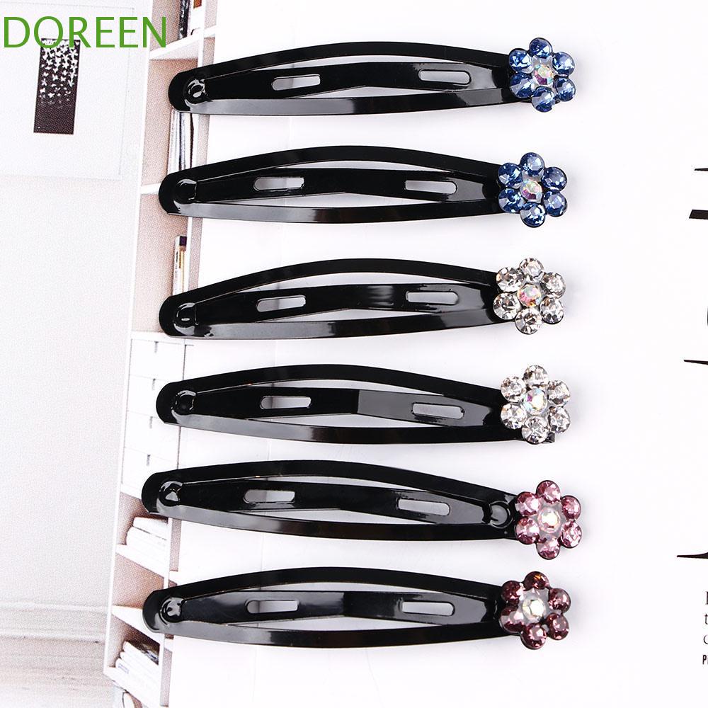 Doreen กิ๊บติดผมแฟชั่น โลหะ สีดํา พลอยเทียม ปิ่นปักผม คริสตัล