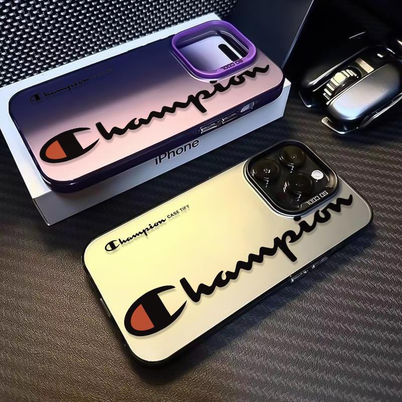 Champion โลโก้พิมพ์เคสโทรศัพท์สีชนสําหรับ iPhone 15/16promax 14plus 13 12 7/8plus XSMAX