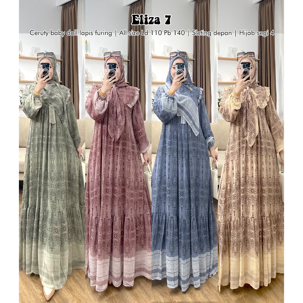 Eliza เสื้อคลุมมุสลิม 7 ตัว ทําจากตุ๊กตาเด็กทารก พร้อมชั้นผ้าคลุม สําหรับคุณแม่ ชาวมุสลิม ฮิญาบ จัดส่งฟรี