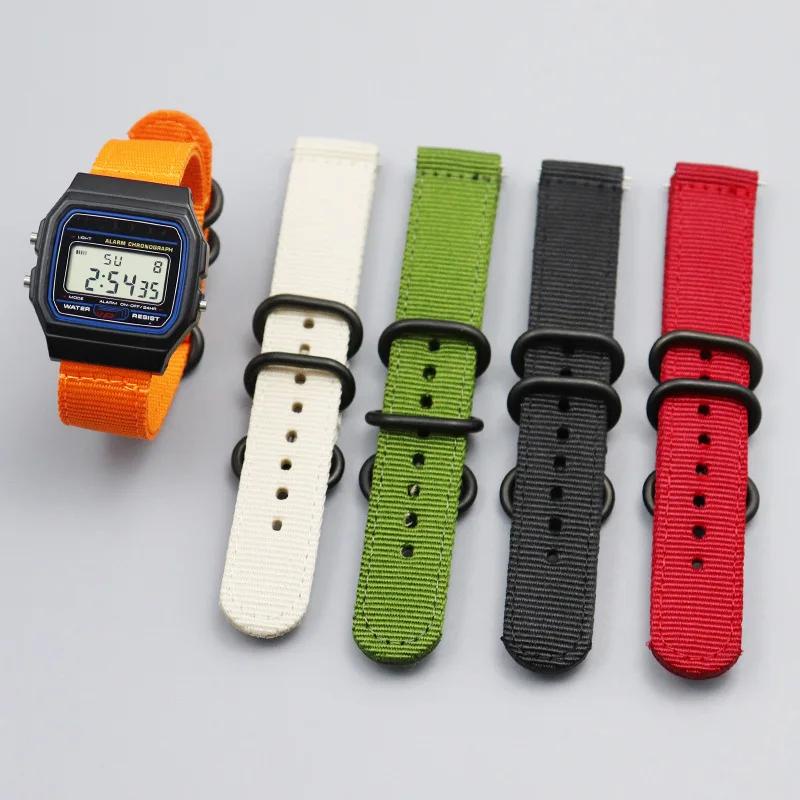 สายนาฬิกาข้อมือไนล่อน ปลดเร็ว แบบเปลี่ยน สําหรับ Casio F84 F91 F91W F94 F105 18 มม.
