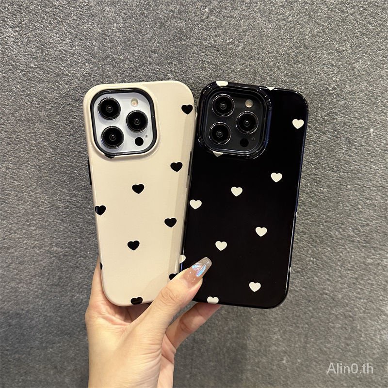 เคสโทรศัพท์มือถือ สองชั้น กันกระแทก ลายจุด หัวใจ สองชั้น สร้างสรรค์ สําหรับ iPhone 7 8 Plus x xs xr 