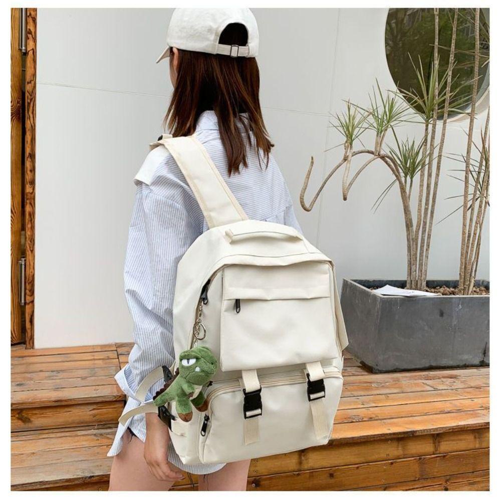 Tonfashion กระเป๋าเป้สะพายหลัง กระเป๋านักเรียน ใส่แล็ปท็อป ความจุขนาดใหญ่ น้ําหนักเบา แบบพกพา สีพื้น สําหรับนักเรียน