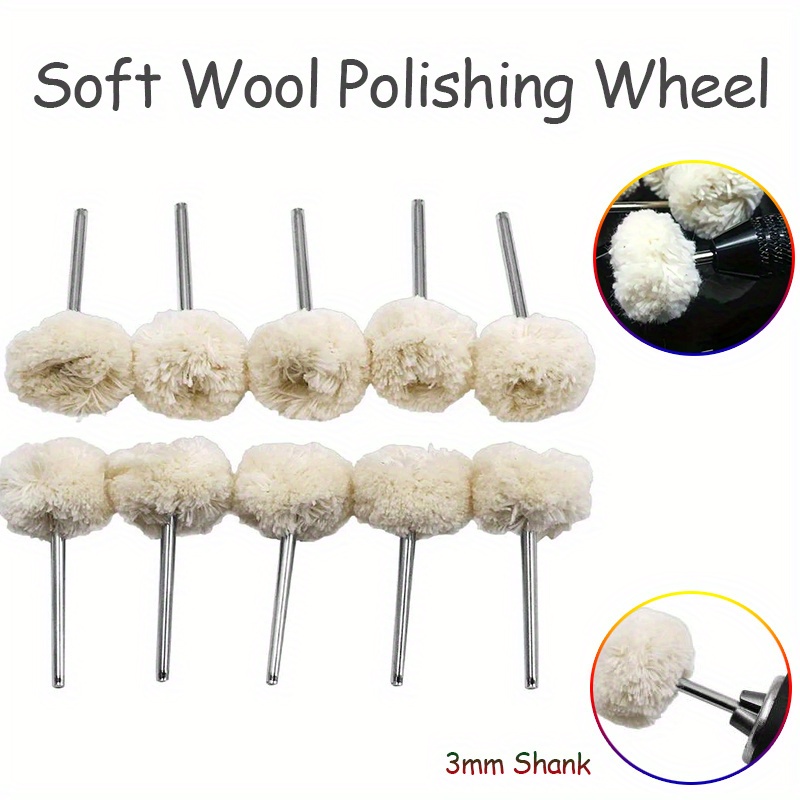 ล้อขัดผ้าขนสัตว์เทียม ก้าน 3 มม. หัวเจียรโรตารี่ โลหะ ไม่ใช่โลหะ ขนาดเล็ก สําหรับขัดหิน 10 20 30 ชิ้น