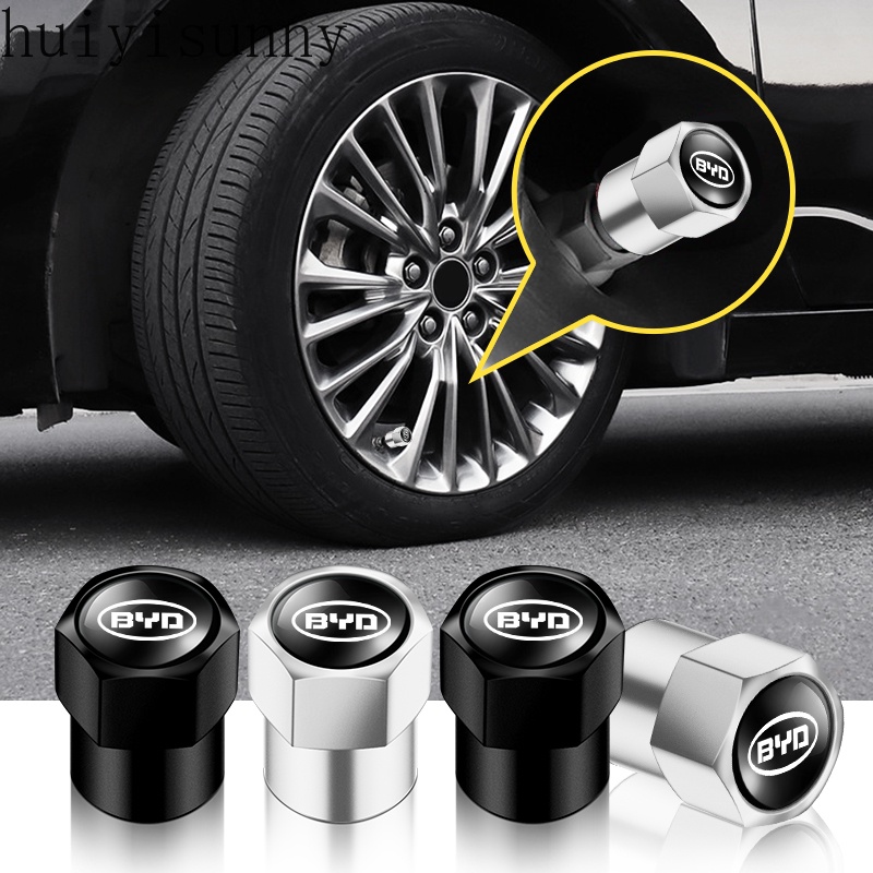 Hys 4pcs ยี่ห้อใหม่โลหะล้อรถยางวาล์วหมวกตกแต่งสําหรับ BYD F3 E6 หยวน Plus Atto F0 G3 I3 Ea1 เพลง Max