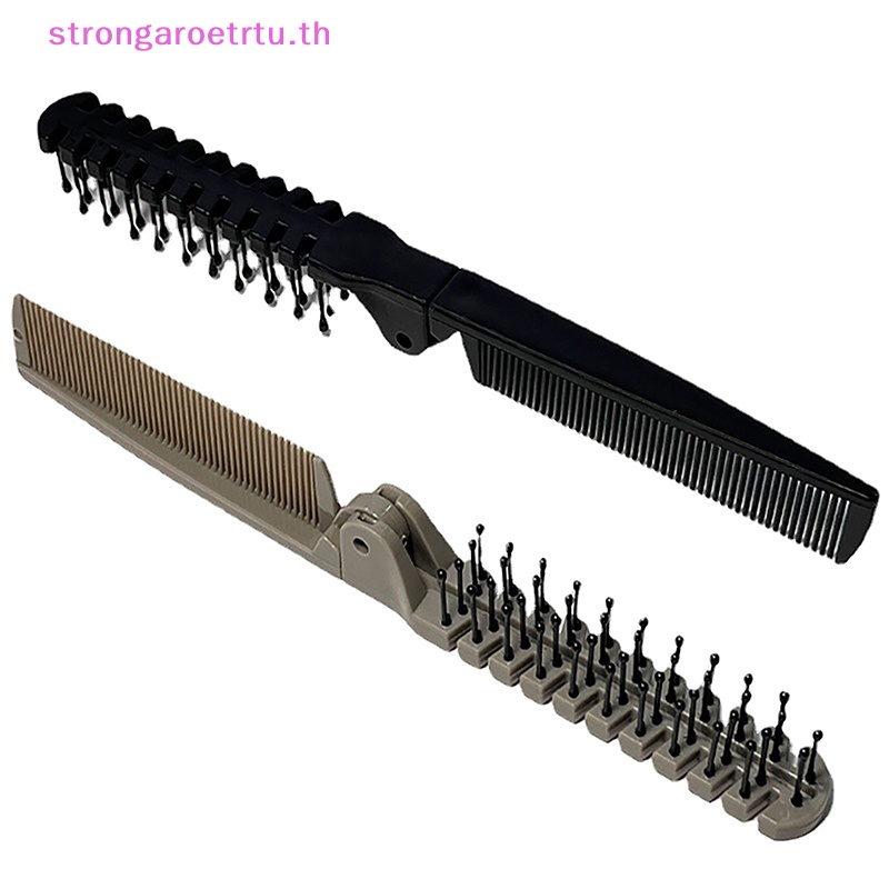Strongaroetrtu 2 In 1 หวีพลาสติก ป้องกันไฟฟ้าสถิตย์ แบบพกพา พับได้ สําหรับเดินทาง 1 ชิ้น