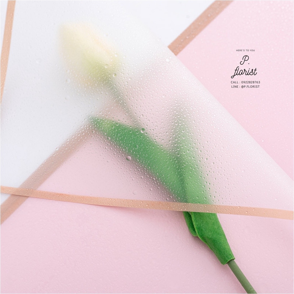 กระดาษฟลาวด์สีพื้นขอบทอง ขนาด 58x58 ซม. กระดาษห่อดอกไม้ กันน้ำ00%  แผ่นพลาสติกห่อดอกไม้ อุปกรณ์จัดช่อดอกไม้ ดอกไม้ปลอม