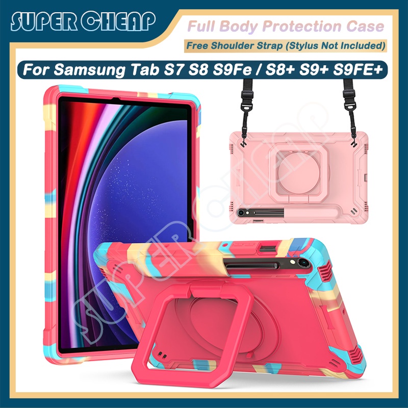 เคสกันกระแทก 360° สําหรับงานหนัก พร้อมด้ามจับหมุนได้ สําหรับ Samsung Tab S7/S8/S9/S9FE X710 X510/S7+/S8+/S9+/S7 FE/S9FE+ X810 T730 X8006