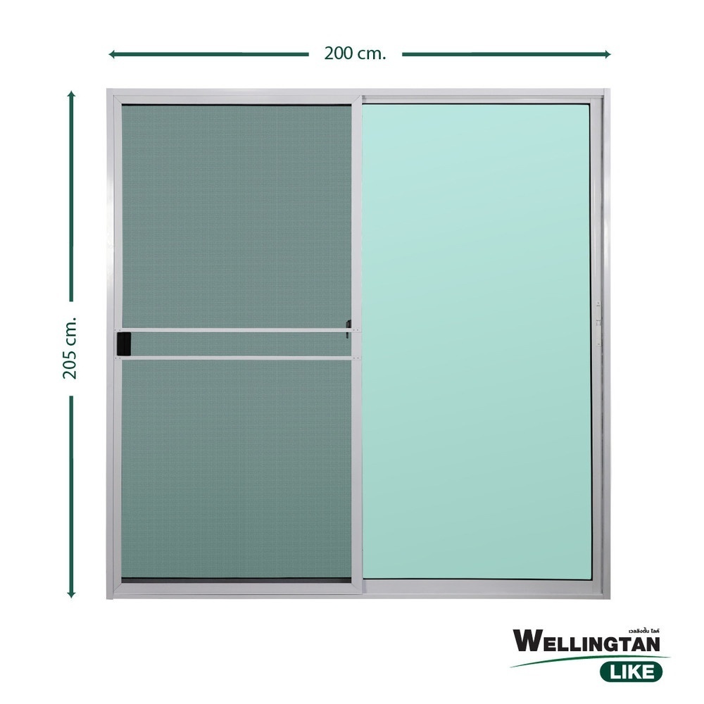 GlobalHouse WELLINGTAN (LIKE) ประตูอะลูมิเนียม บานเลื่อน SS W-AL/008 WH 200x205ซม. สีขาว พร้อมมุ้ง สินค้าของแท้คุณภาพดี