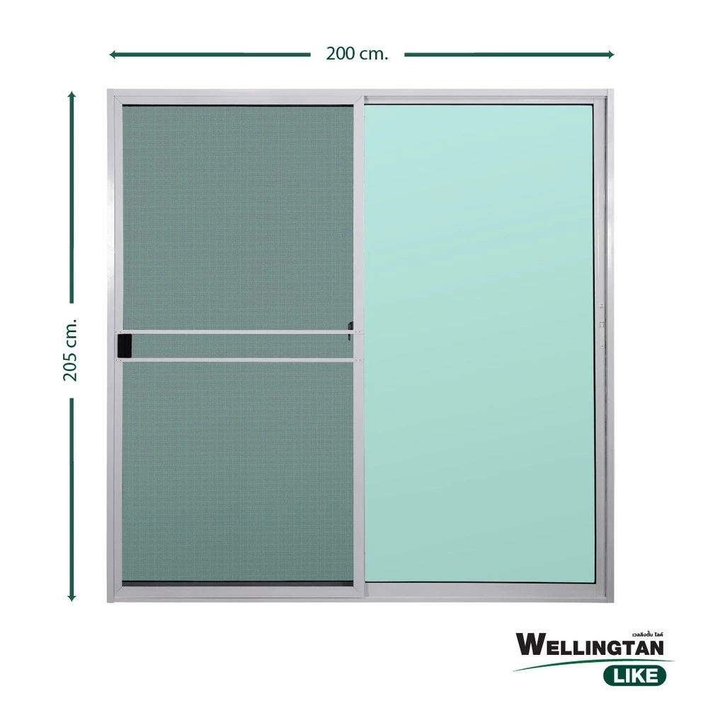 GlobalHouse WELLINGTAN (LIKE) ประตูอะลูมิเนียม บานเลื่อน SS W-AL/008 WH 200x205ซม. สีขาว พร้อมมุ้ง สินค้าของแท้คุณภาพดี
