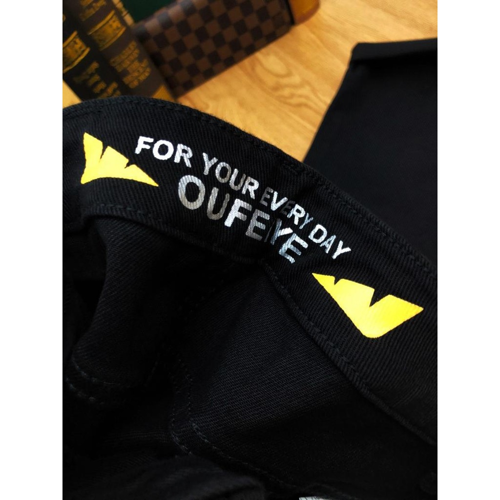 สถานียุโรปฤดูใบไม้ร่วงฤดูหนาวกางเกงยีนส์สีดําผู้ชายปัก High-End Street สวมใส่หรูหรา Casual All-Match Sli