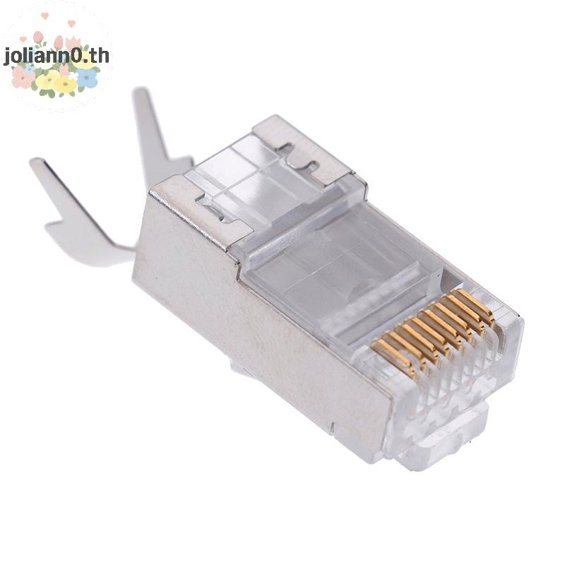 Joliann0 10 ชิ้น Cat7 RJ45 connector cat 7 คริสตัลปลั๊กป้องกัน FTP RJ45 แบบแยกส่วนเชื่อมต่อ th
