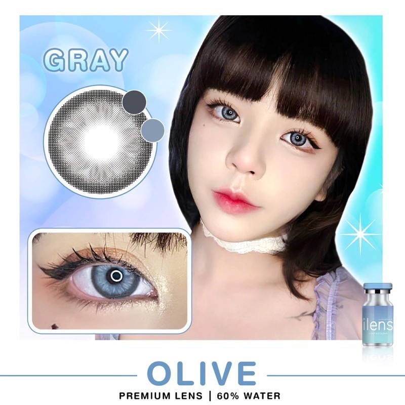 มีค่าสายตา 💋 ilens olive Gray Brown  💋 บิ๊กอาย สุดปัง คอนแทคเลนส์ รายเดือน มีอย แถมตลับฟรี เลนส์นิ่ม
