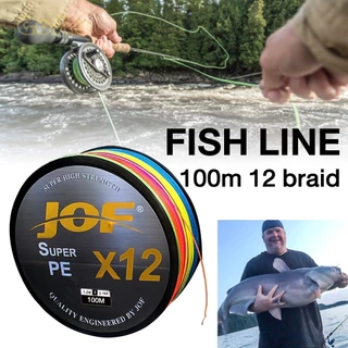 สาย PE ถัก 12 -ยาว 100 เมตร หลากสี JOF X12 Fishing line * Multicolor*เหนียว นุ่ม แบรนด์คุณภาพ *แข็งแรงมาก