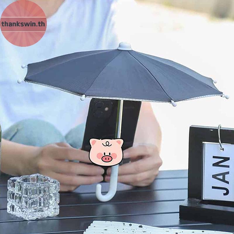 Thankswin Universal แบบพกพาโทรศัพท์ร่มขาตั้งขี่กลางแจ้งกันน้ําบังแดดโทรศัพท์มือถือร่มผู้ถือ th